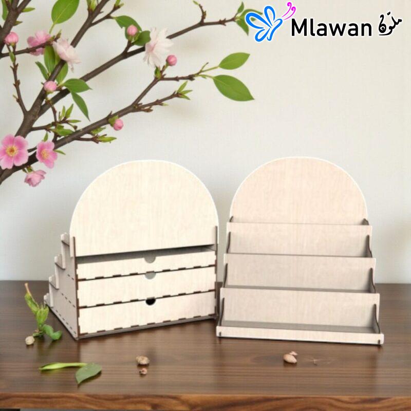 Wooden display stand drawers