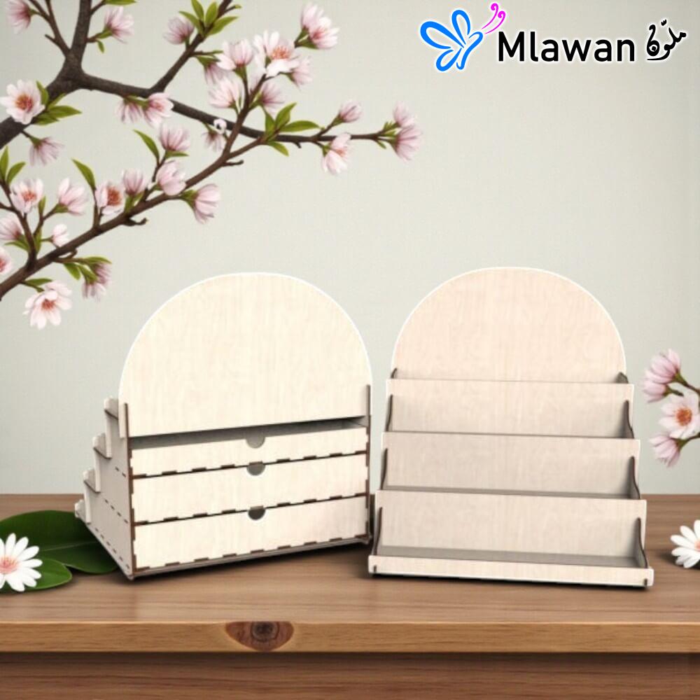 4813 (2) Wooden Display Stand with Storage Drawers - Attractive Wooden Storage