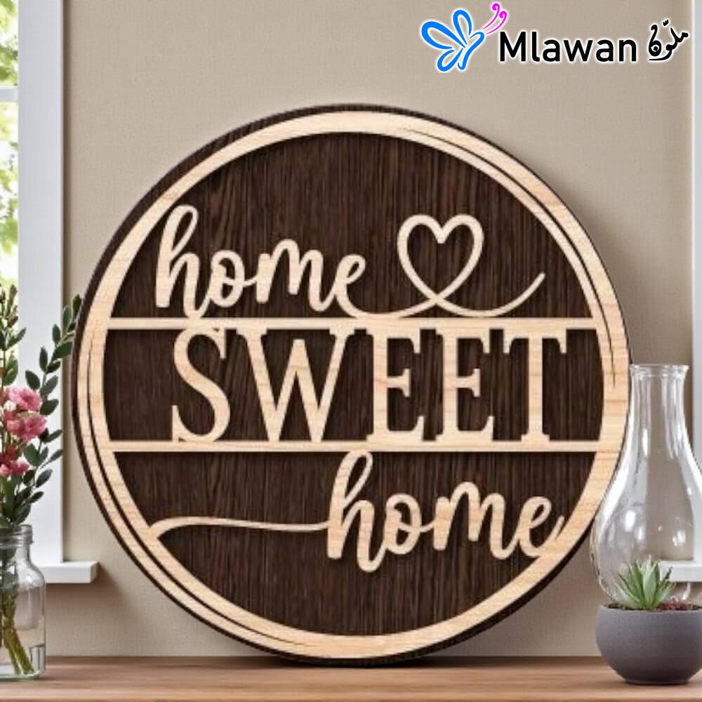 4815 (1) Round Wooden Home Sweet Home Sign charming wood sign