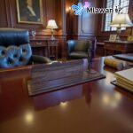 Personalized wooden desk name plate unique desk gifts gold desk decor.