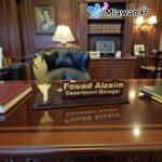 حامل أقلام فاخر ذهبي قاعدة خشب اسم مكتب مخصصة هدية وظيفة