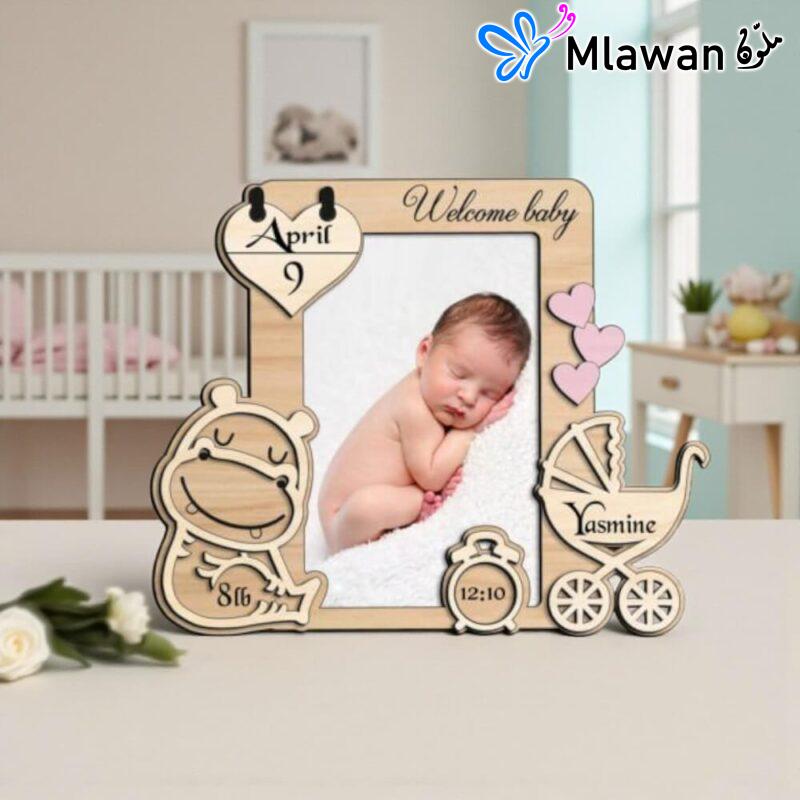 Personalized Wooden Baby Photo Frame Welcome Baby Newborn Picture FrameCustomizable wooden baby photo frame - Welcome baby