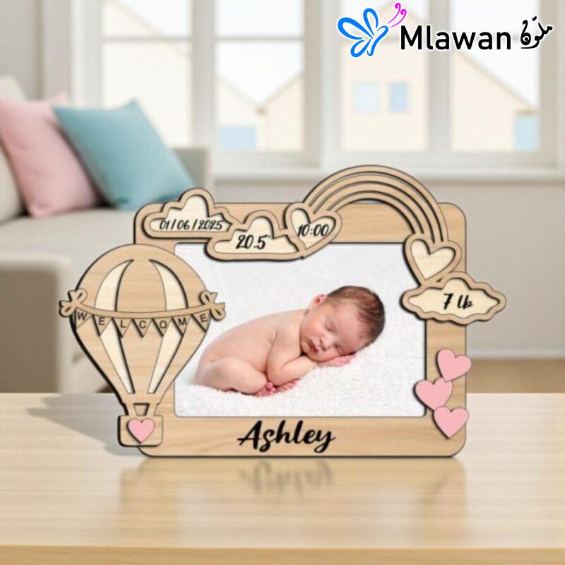 Personalized Customized Wooden Baby Photo Frame Newborn Announcement gift