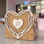 Personalized heart shaped wooden gift box engraved names keepsake special gift