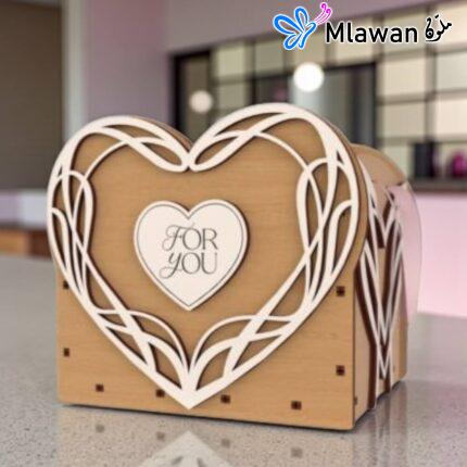 Personalized heart shaped wooden gift box engraved names keepsake special gift