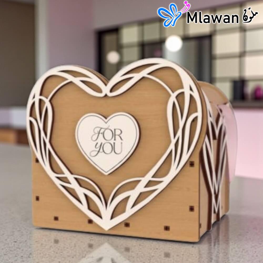 4839-3 (2) Personalized heart shaped wooden gift box engraved names keepsake special gift