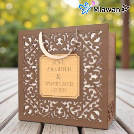 Personalized Wooden Gift Box with Handle Custom Engraved - Customised Premium Package.