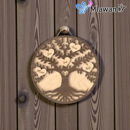 Personalized wooden family tree