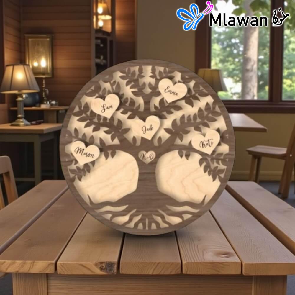 4891 (3) Personalized Wooden Family Tree Wall Decor Family Name Sign Custom Tree