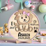 Personalized Wooden Baby Announcement - Lion