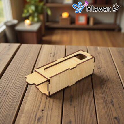 صندوق خشبي صغير هدايا بغطاء منزلق لتخزين أنيق.