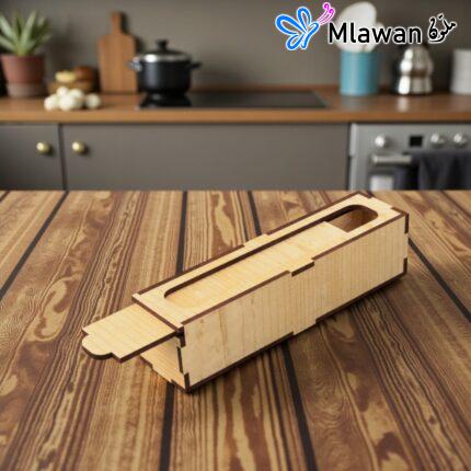 صندوق تخزين خشبي أنيق بغطاء منزلق هدايا خشبية صغيرة 5 سم × 20 سم × 5 سم