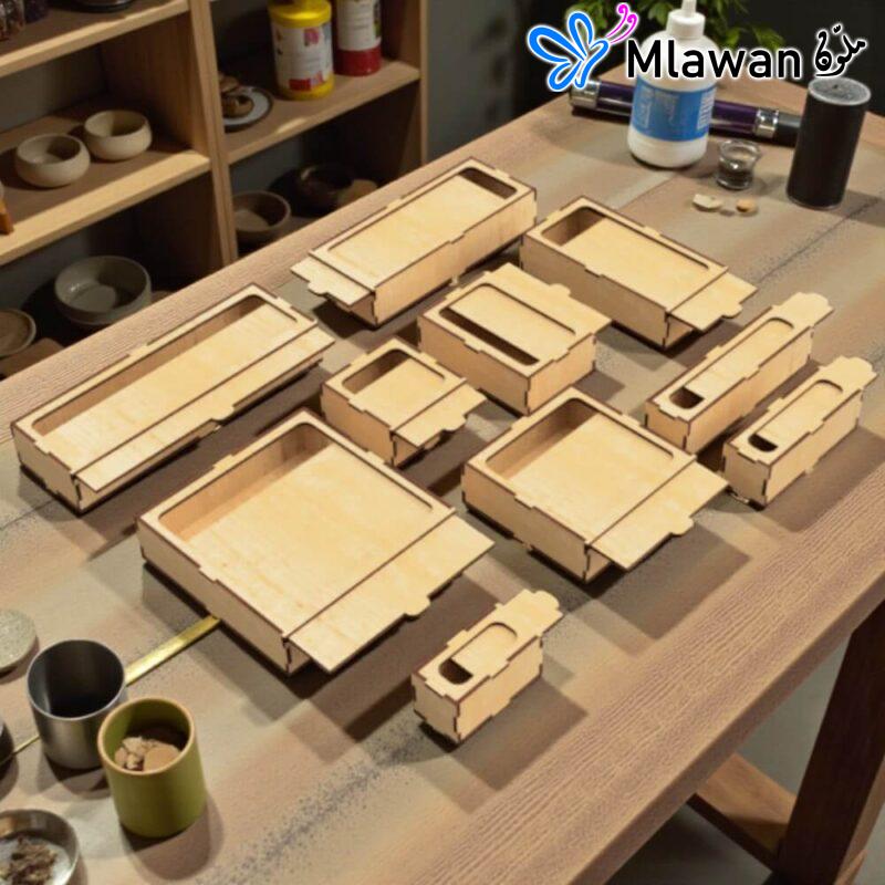 Wooden box sliding lid small storage.