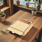 Wooden storage box sliding lid easy access design.