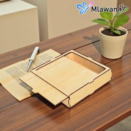 صندوق تخزين خشبي أنيق غطاء منزلق تصميم فريد 20 سم