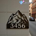 Mountain silhouette address sign