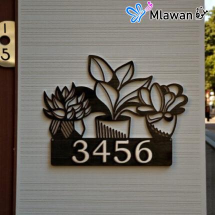 لوحة رقم منزل تصميم نبات مخصص ارقام منزل مخصصة لوحة عنوان منزل