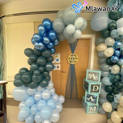 Blue baby balloon arch