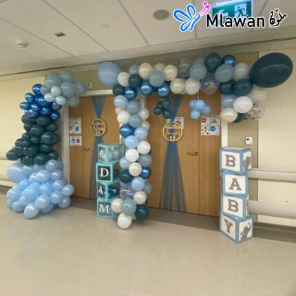 Welcome Baby Boy Blue Balloon Arch