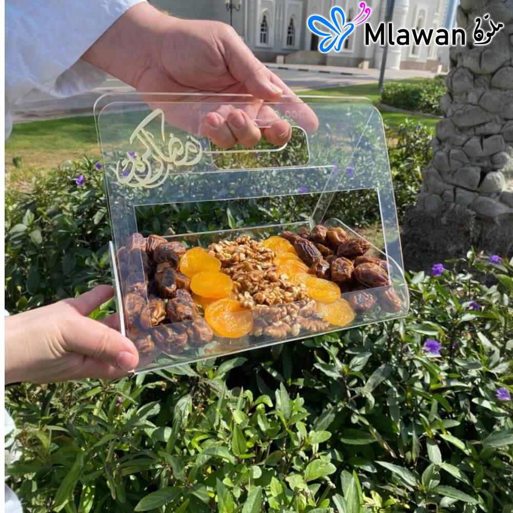 4916-1 (1) Clear Acrylic Dates Gift Bag RamadanRamadan gift nuts and dry fruitsAcrylic Dates Gift Bag Ramadan present