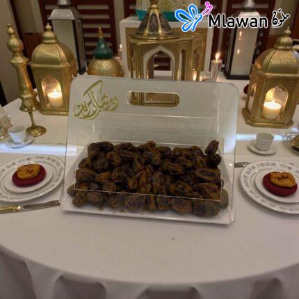 حقيبة هدايا أكريليك رمضان - Clear Acrylic Dates Gift Box with Handle Ramadan Eid Treats ( Acrylic Clear Bag )