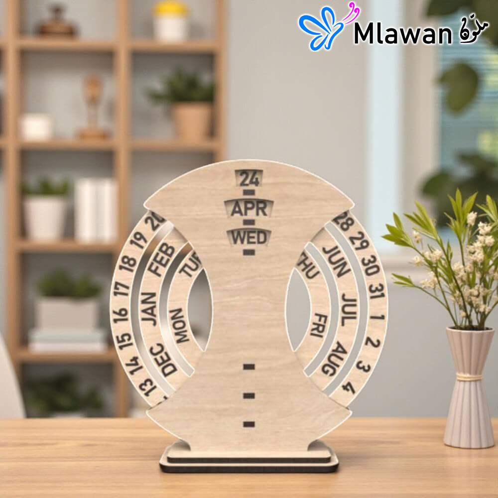 4917 (6) Rotating Wooden Perpetual Desk Calendar Enhances Home Office Decor