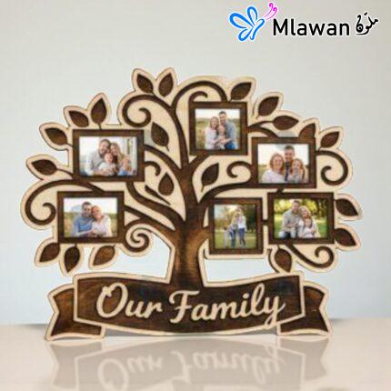 شجرة عائلة خشبية مخصصة - Personalized Family Tree Photo Frame Wall Decor Custom Wooden Family Tree