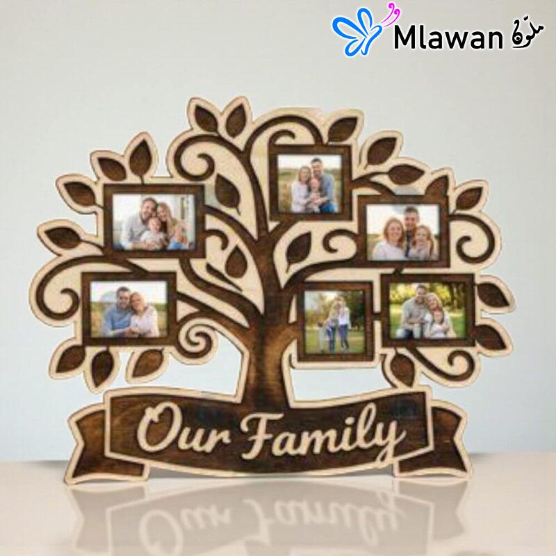 شجرة عائلة خشبية مخصصة - Personalized Family Tree Photo Frame Wall Decor Custom Wooden Family Tree