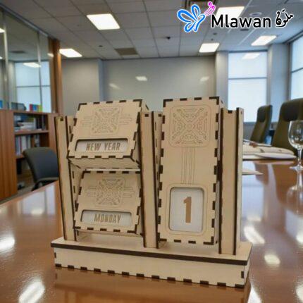 Wooden perpetual calendar desk.