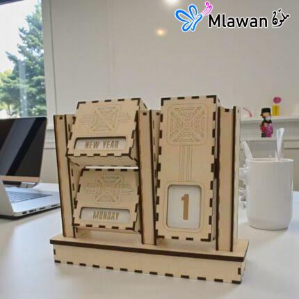 تقويم خشبي دائم فريد تاريخ الشهر