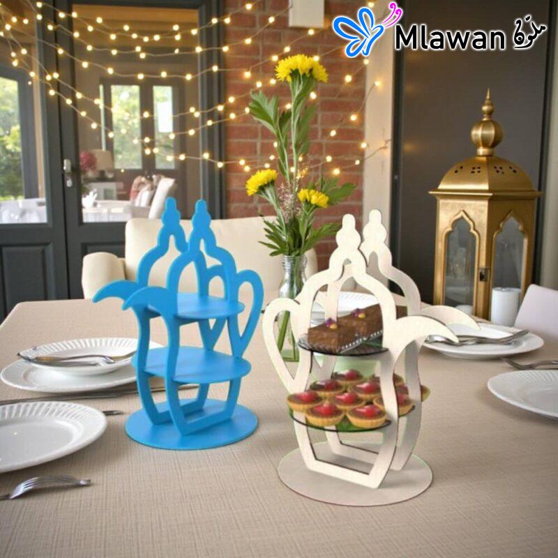 Elegant Ramadan dessert server - Islamic Home Decor Three-Tiered Dessert Server, Ramadan Serving Tray, Elegant Islamic-Themed Tiered Tray