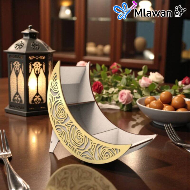 Ramadan Eid moon tray dates nuts dry fruits.