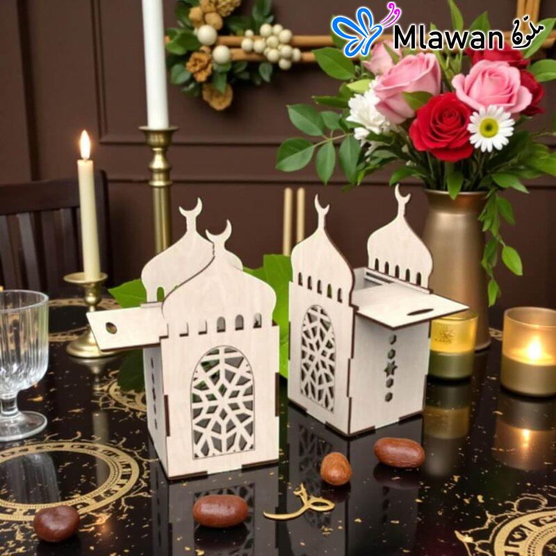 Ramadan Mubarak Wooden Mosque Box