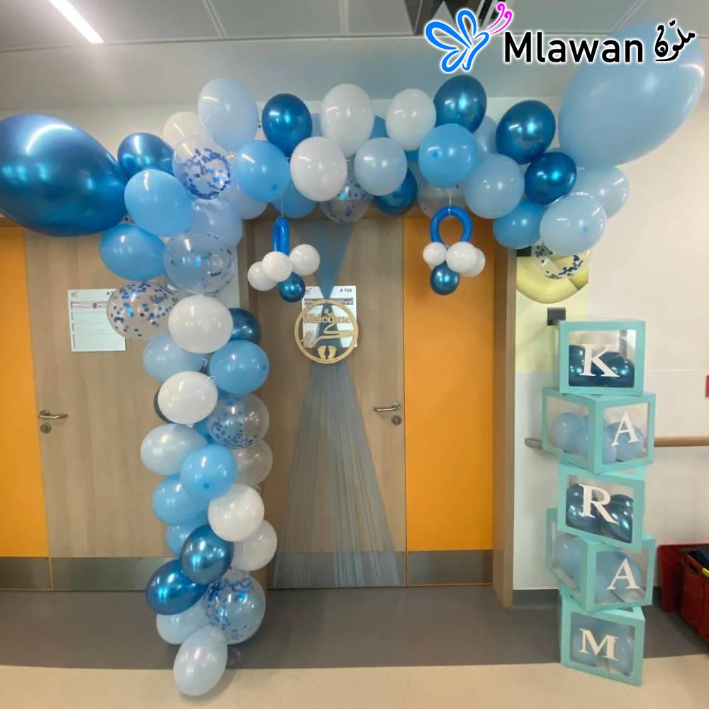 4942 (1) Welcome Baby Boy Personalized Balloon Arch Hospital
