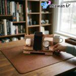 Wooden phone docking station - desk organizer for mobile phones, watches, and headphones Gift For Men