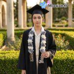 Here are a few options for the alt text, keeping in mind your requirements:طوق ورد تخرج اسم حسب الطلبطوق ورد تخرج تصميم ورد صناعيطوق ورد تخرج ورد صناعي عالي الجودة