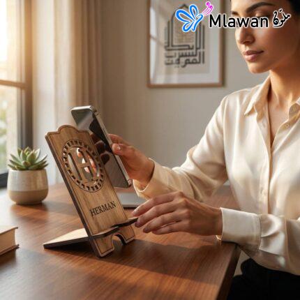 Personalized wooden phone stand