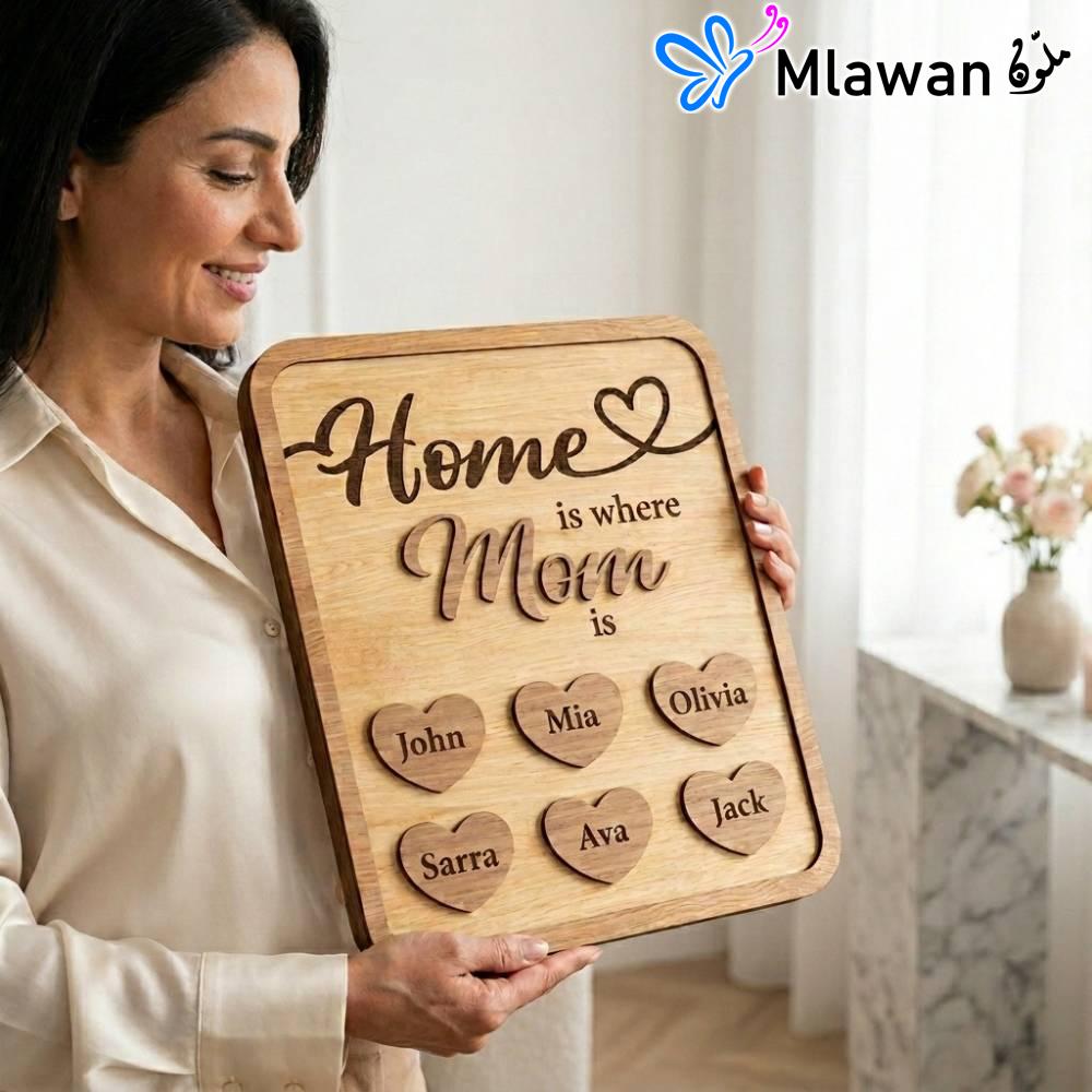 4950-2 (2) Home Is Where Mom Is Personalized Wooden Sign Gift
