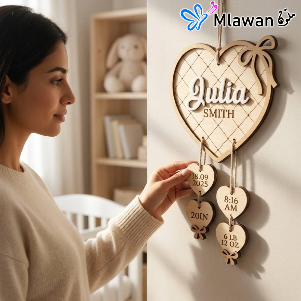 4951-1 (1) Personalized wooden birth announcement plaque newborn keepsake