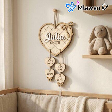 Personalized wooden birth announcement