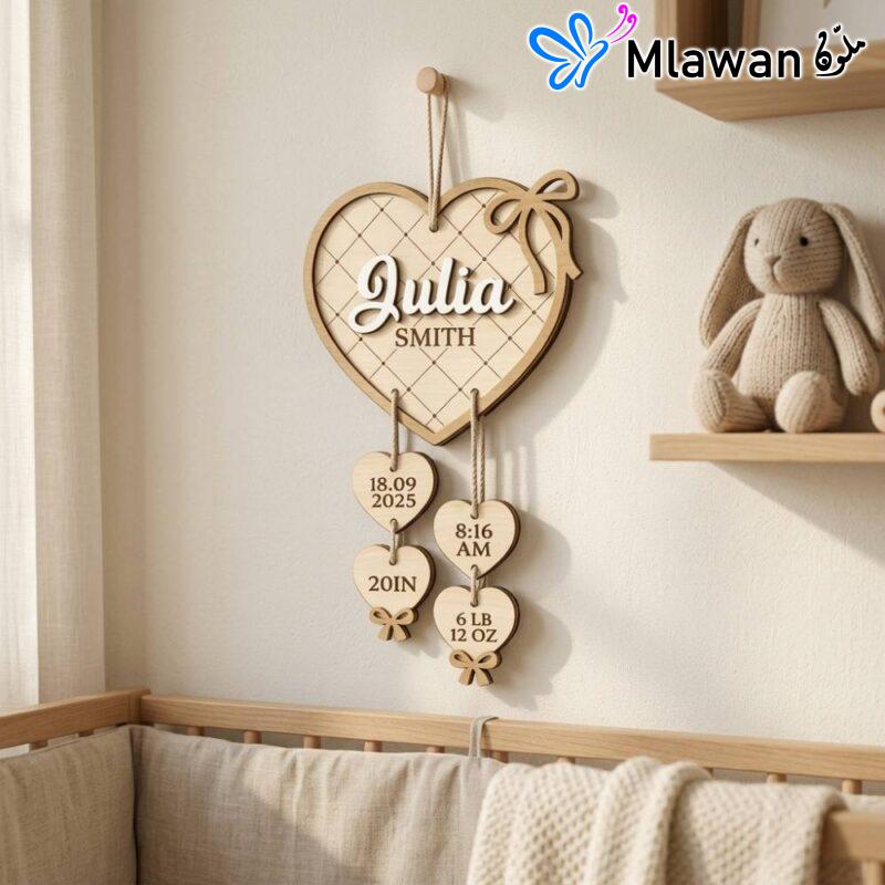 Personalized wooden birth announcement