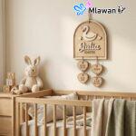Personalized Wooden Swan Baby Sign