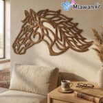 Rustic wooden horse head wall art elegant dynamic charm.