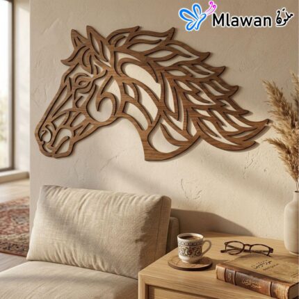 Rustic wooden horse head wall art elegant dynamic charm.