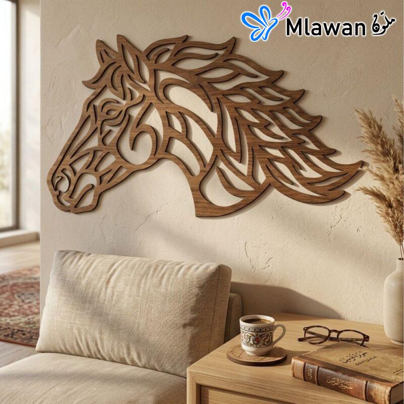 Rustic wooden horse head wall art elegant dynamic charm.