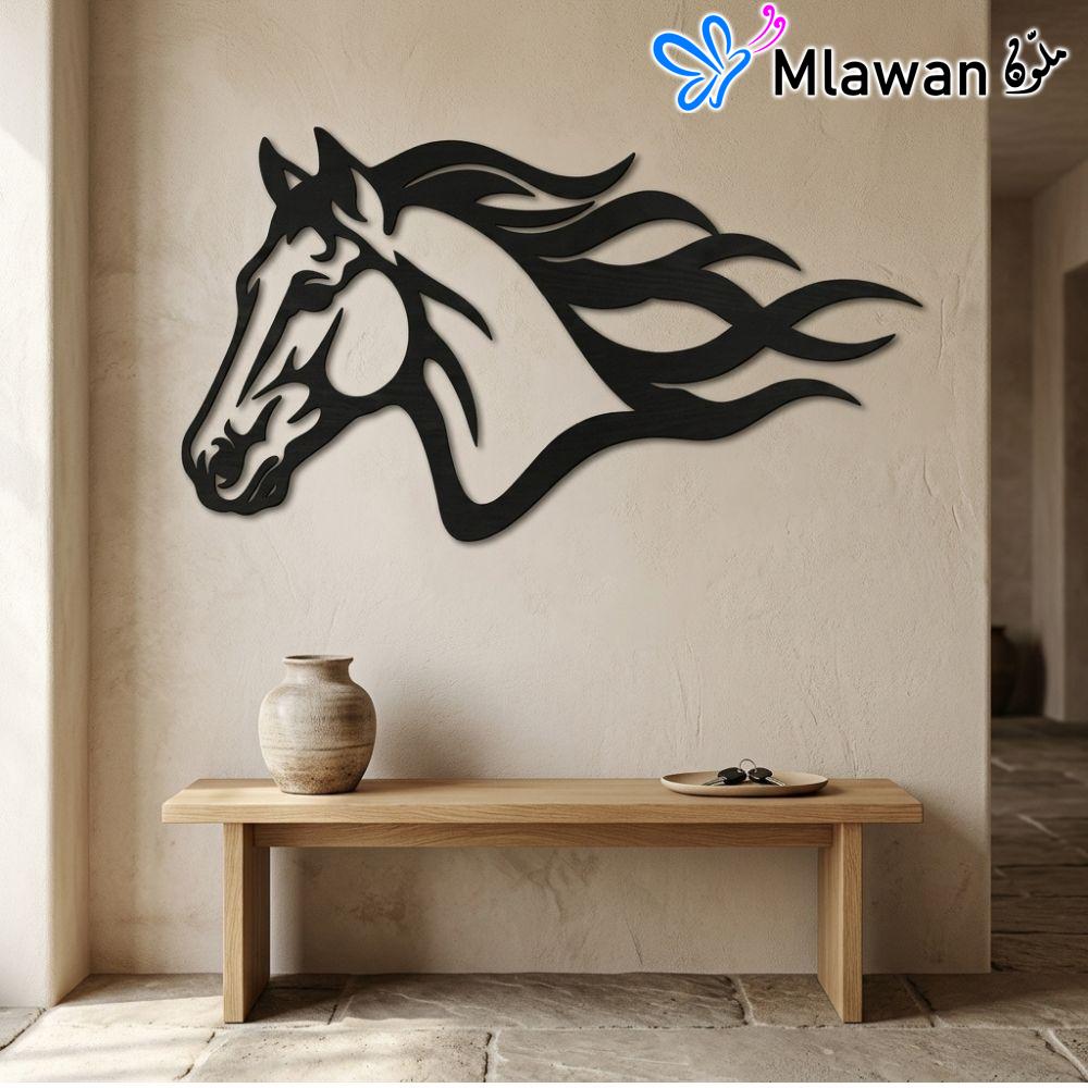 4960 (2) Black wooden horse wall art for home or office decor.