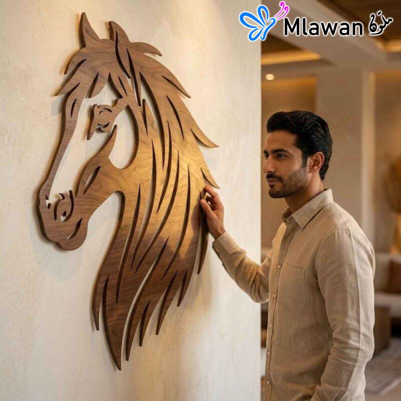 Wooden horse head wall art