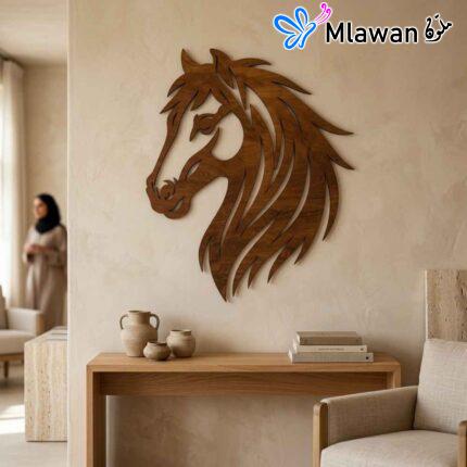Wooden horse head wall art graceful silhouette decor.