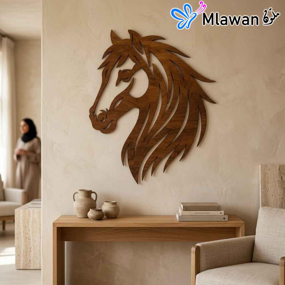 4963 (2) Wooden horse head wall art graceful silhouette decor.