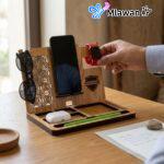 Personalized Wooden Desk Organizer Dock